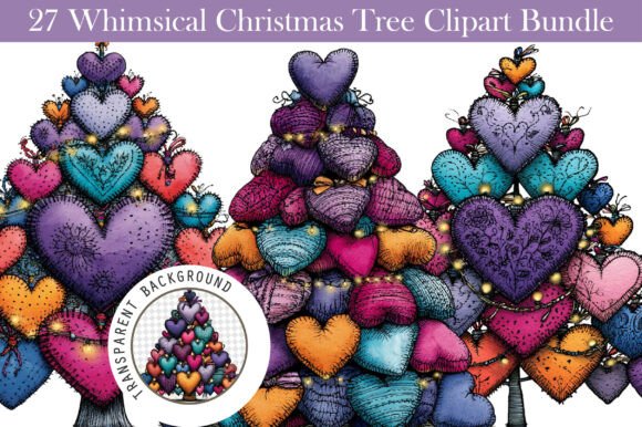 Whimsical Christmas Tree Clipart Bundle