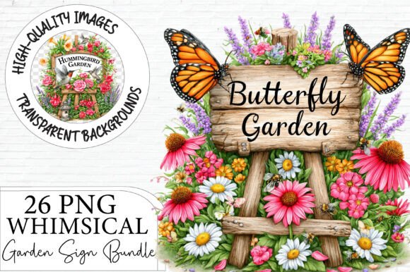 Whimsical Garden Sign Clipart Bundle