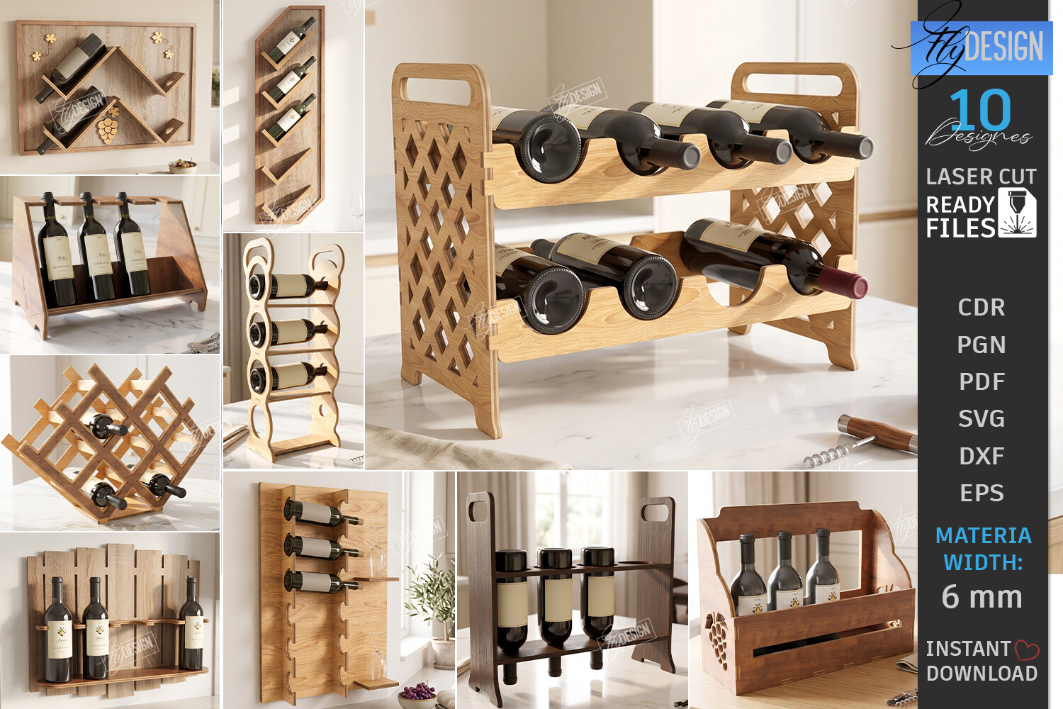 Wine Bottle Shelf Stand Laser Cut Bundle