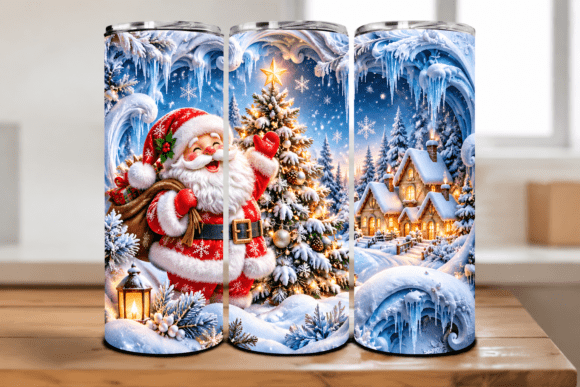 Winter Cottage Santa Christmas Tumbler W