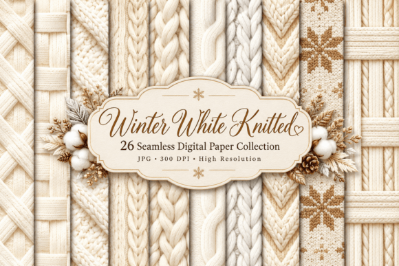 Winter White Knitted Seamless Patterns