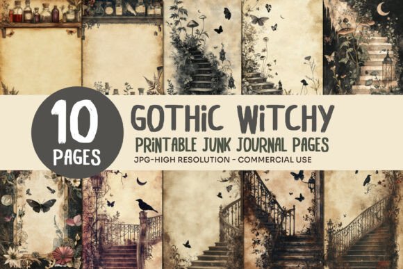 Witchy Stairway Junk Journal Pages