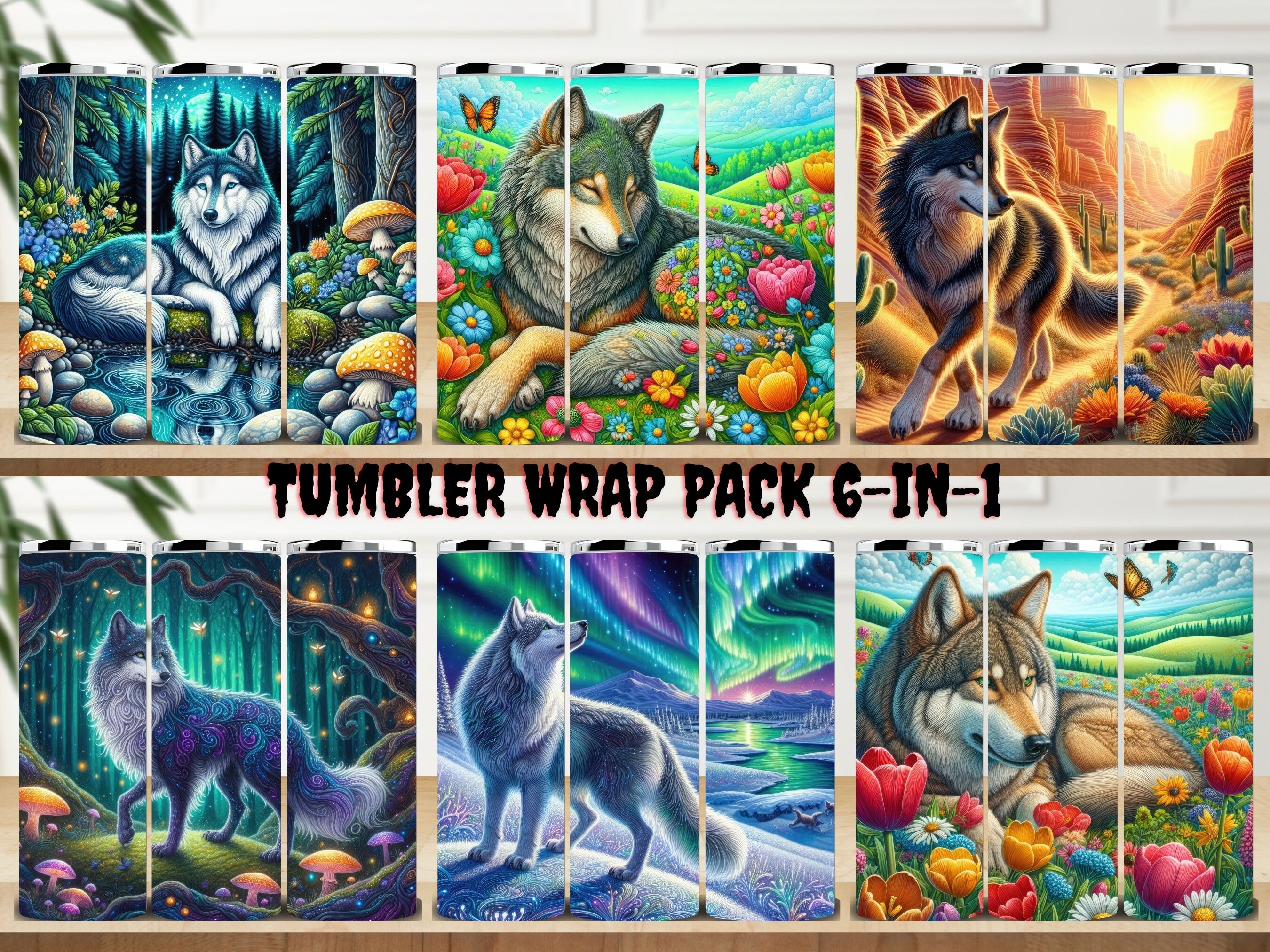 Wolf Tumbler Wrap Pack 6-in-1