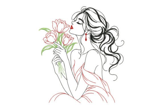 Woman Holding Tulips