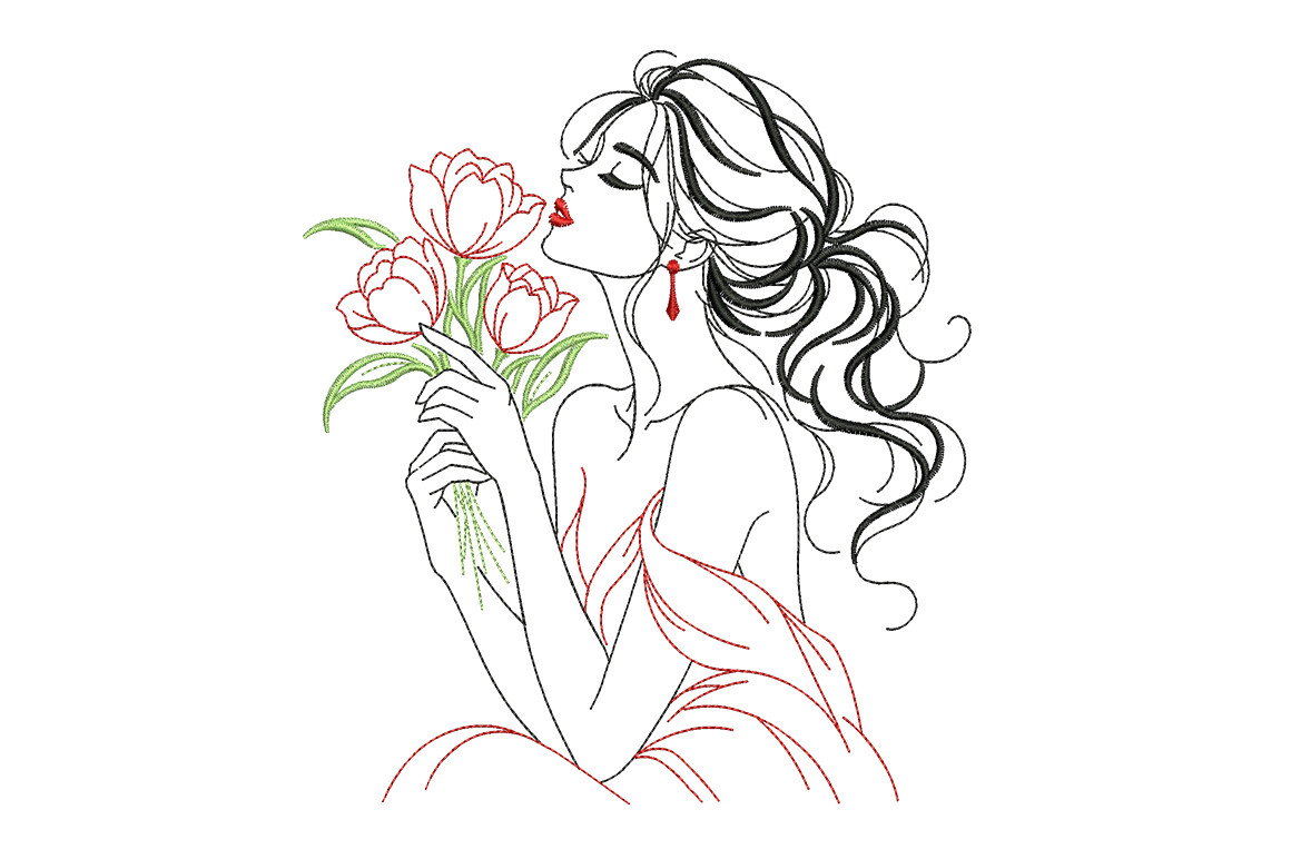 Woman Holding Tulips
