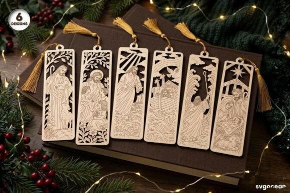 Wooden Jesus Bookmarks SVG Bundle