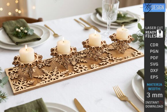 3D Christmas Candle Holder Laser Cut Laser Cutting By flydesignsvg