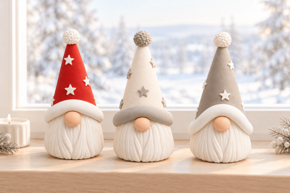 Christmas Gnome Trio STL | 3D Print Nordic Holiday Decor Files - Image 1