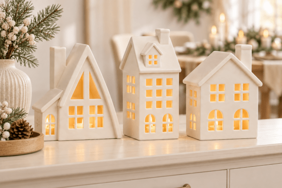 3D Print STL Christmas House Lantern Set - 3 Printable Winter Village Lanterns - Image 3