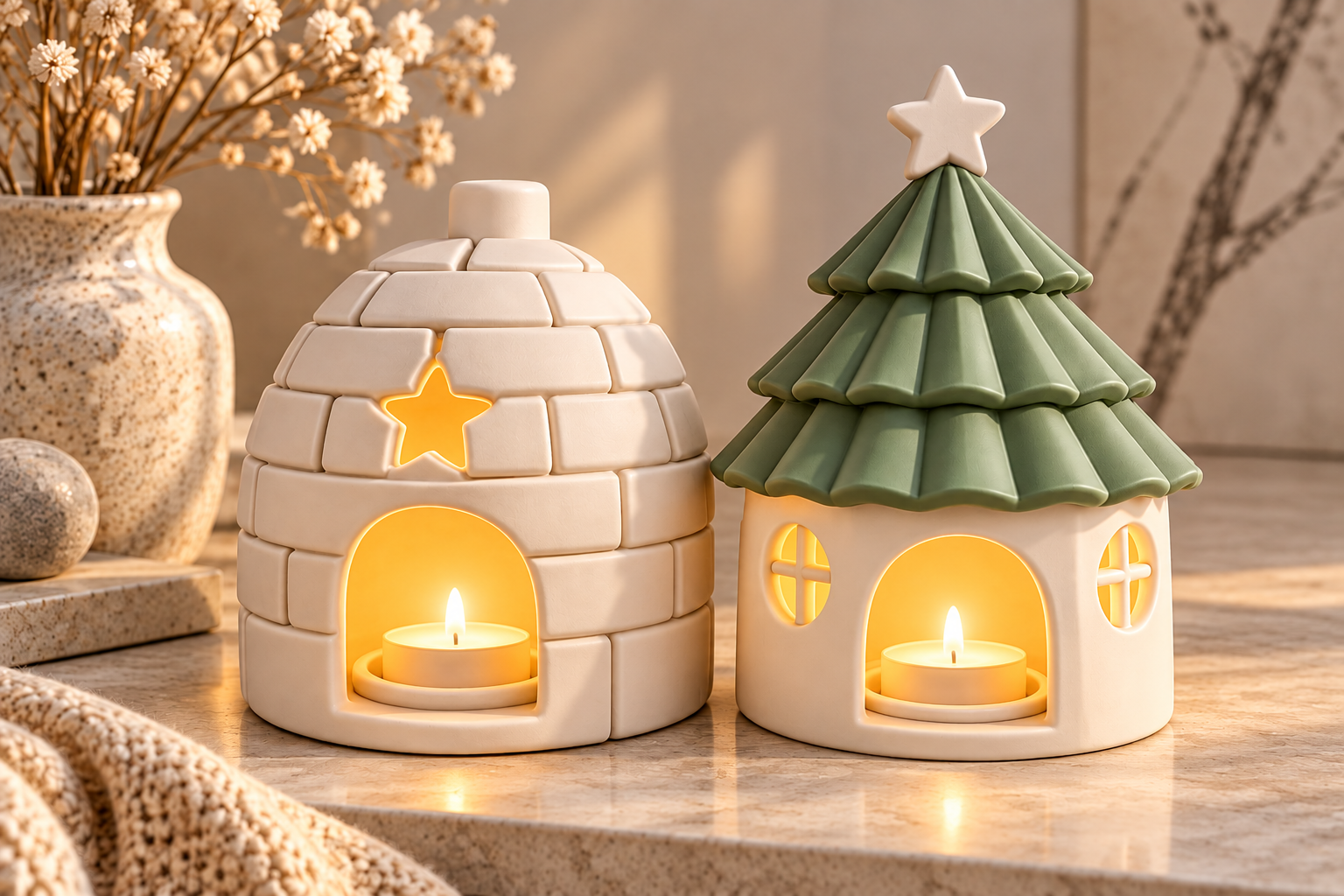 3D STL Christmas Candle House Set - 2 Festive Tealight Holders for 3D Printing - Image 4