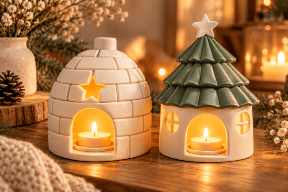 3D STL Christmas Candle House Set - 2 Festive Tealight Holders for 3D Printing - Image 2