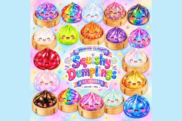52 Squishy Dumpling Fidget Clipart PNG