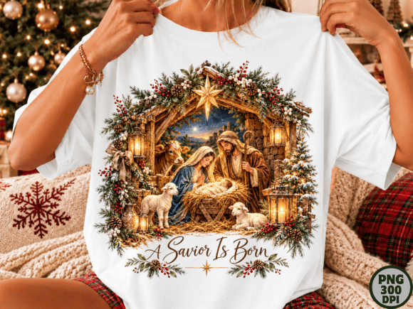 A Savior is Born Nativity Christmas PNG