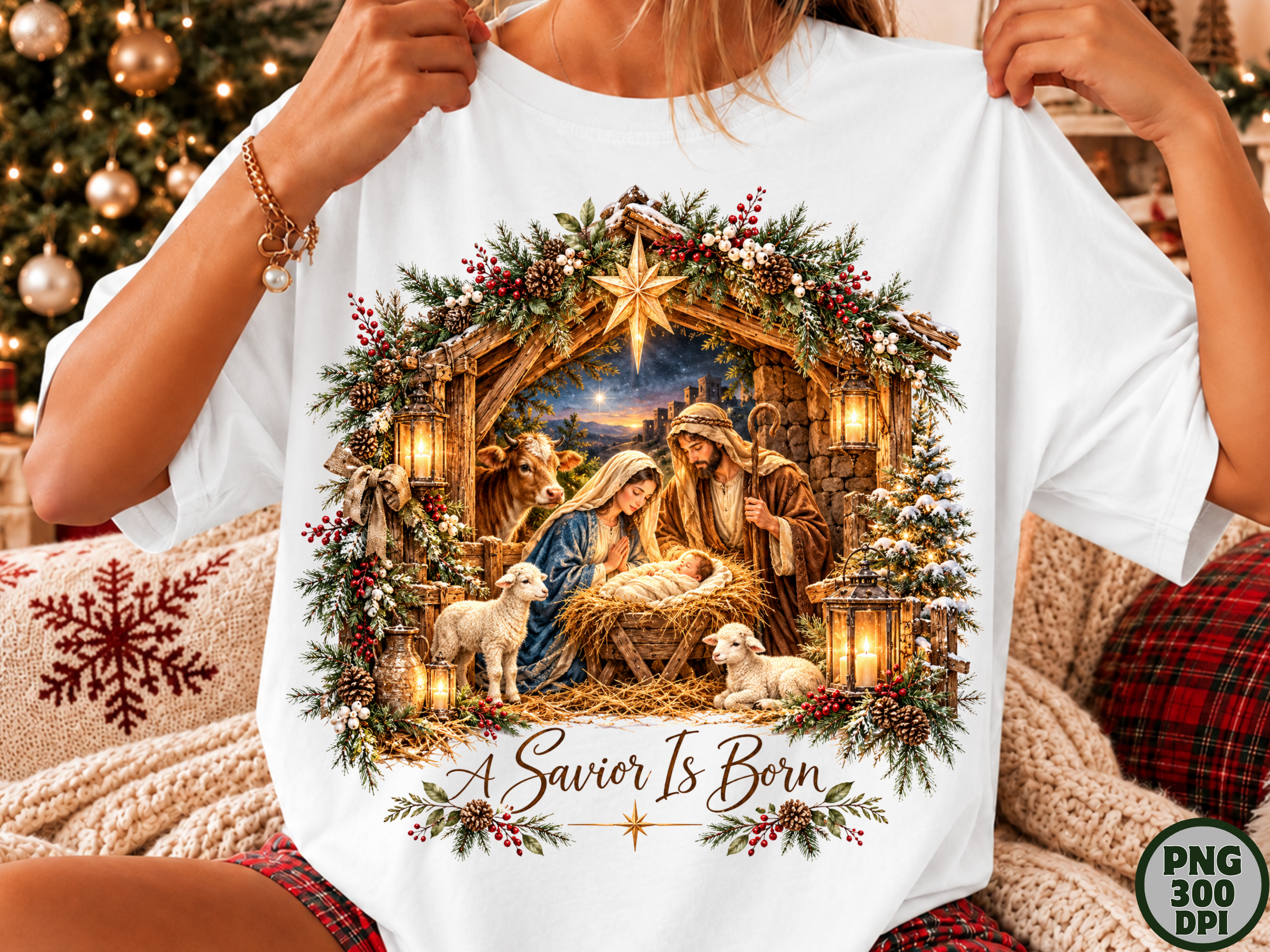 A Savior is Born Nativity Christmas PNG