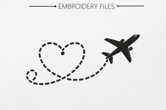 Airplane Heart Journey Embroider Design