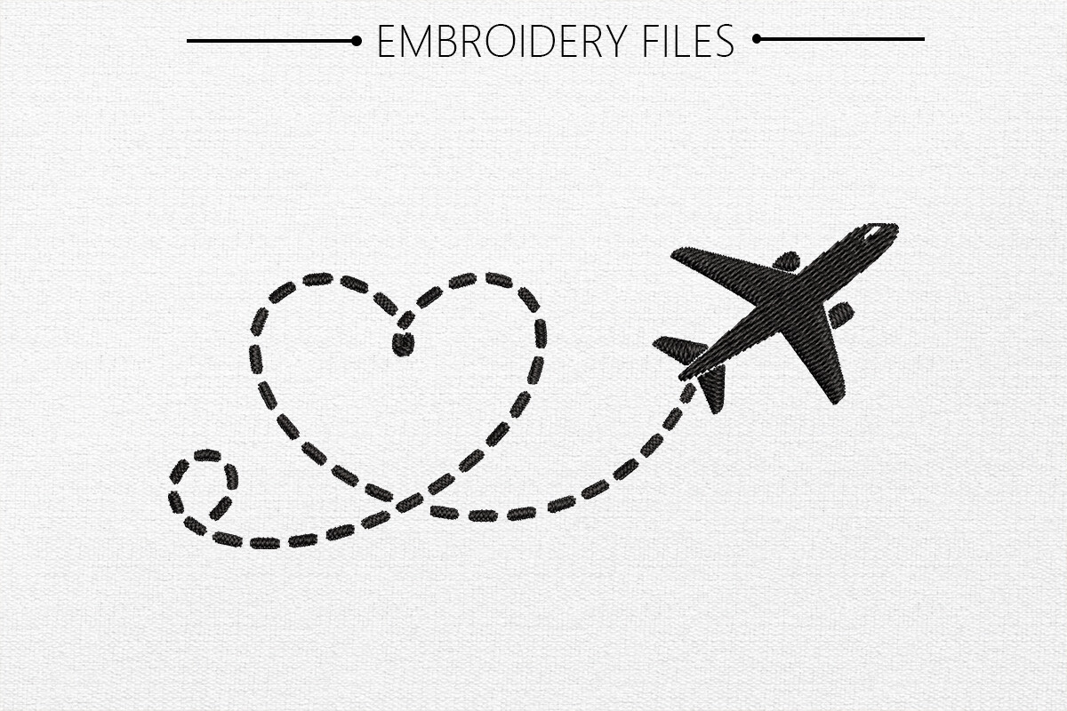 Airplane Heart Journey Embroider Design