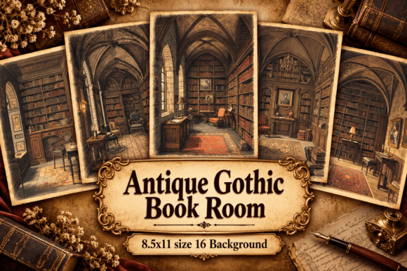 Antique Gothic Book Room Junk Journal