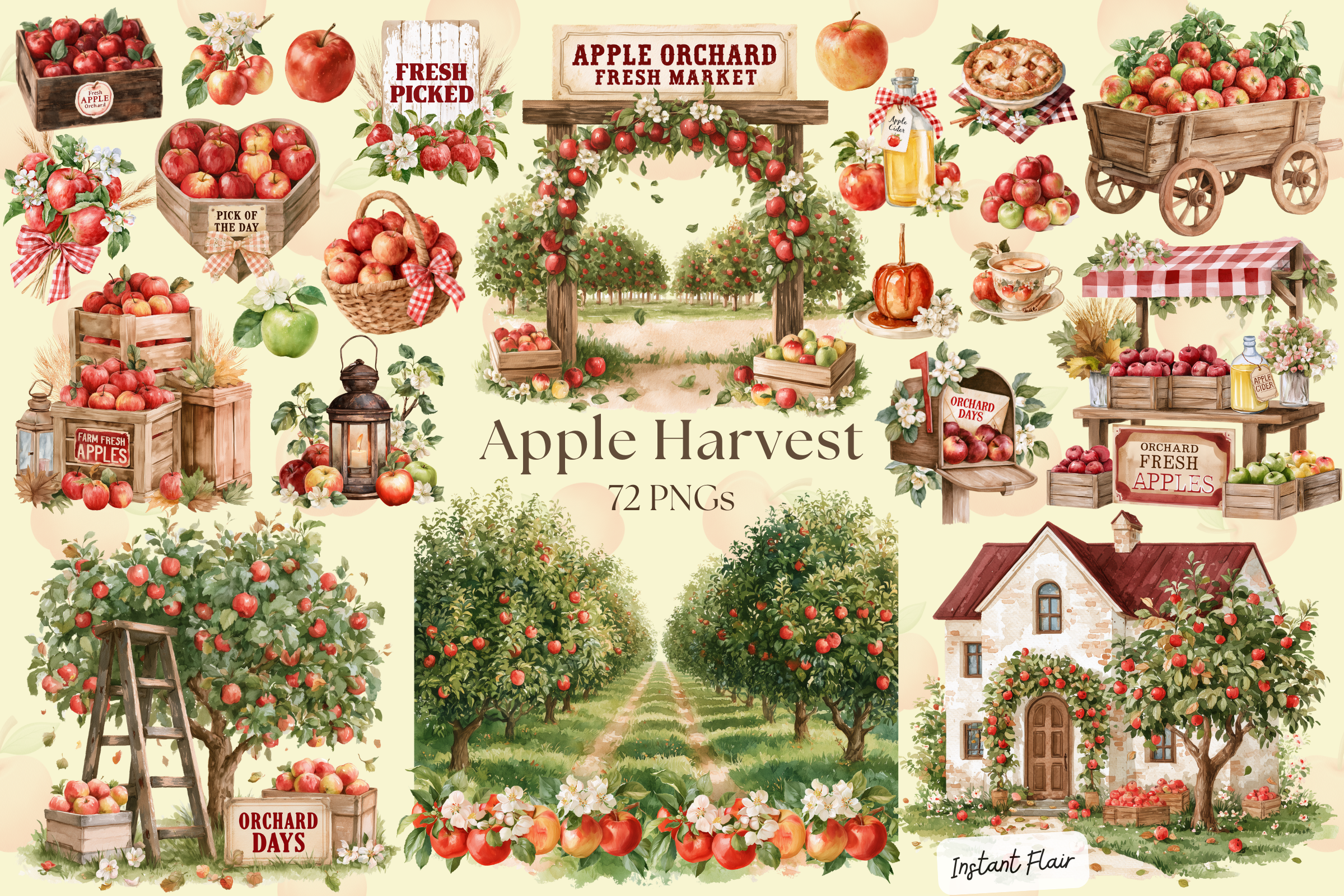 Apple Harvest Clipart Bundle – 72 PNGs