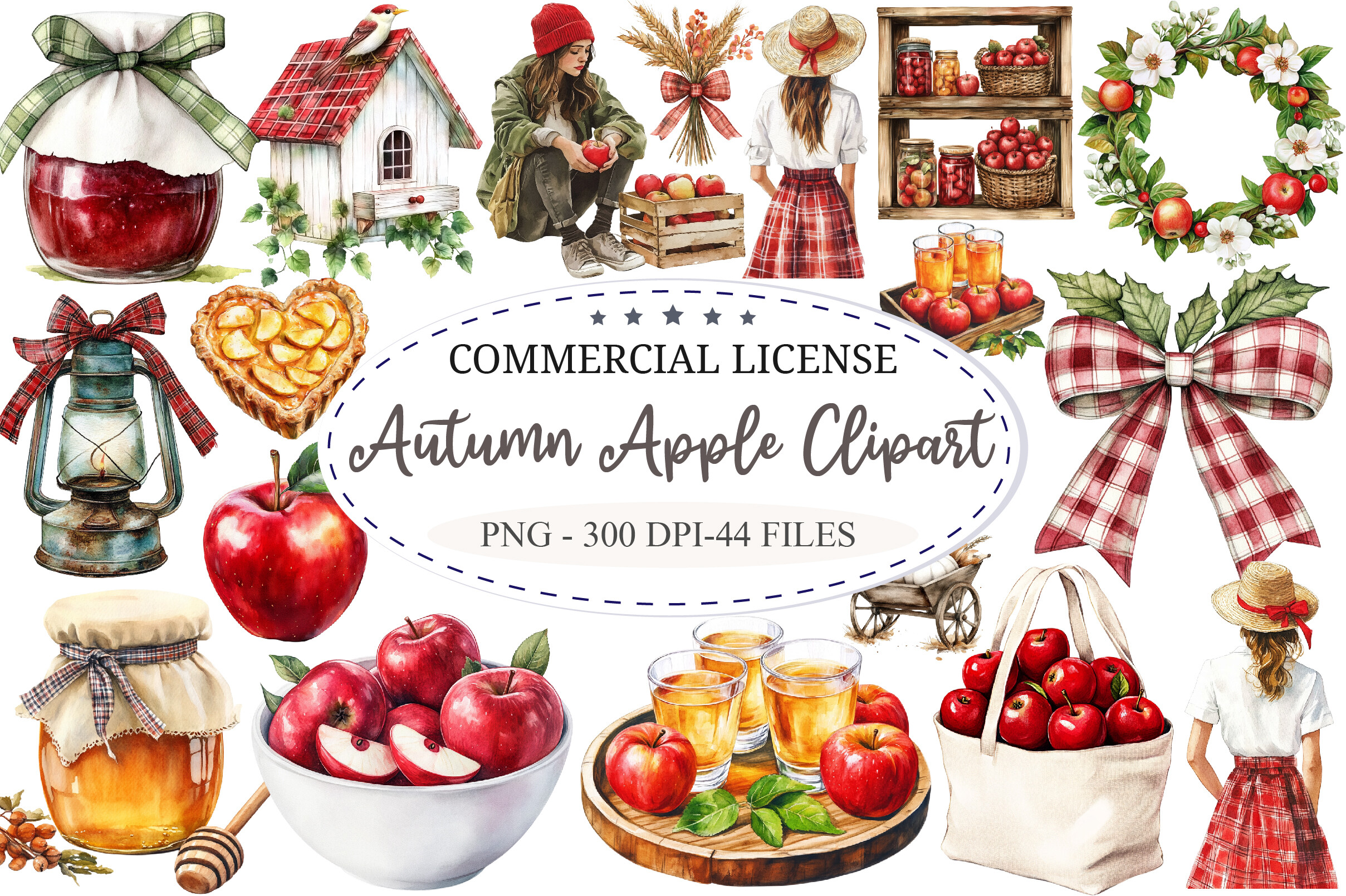 Autumn Apple Clipart Bundle