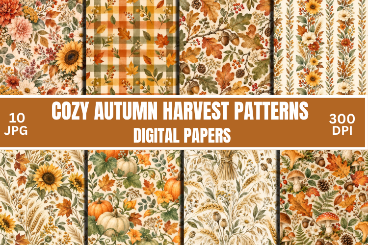 Autumn Harvest Digital Paper Patterns