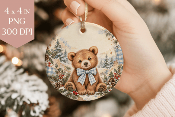 Blue Bear Christmas Ornament PNG