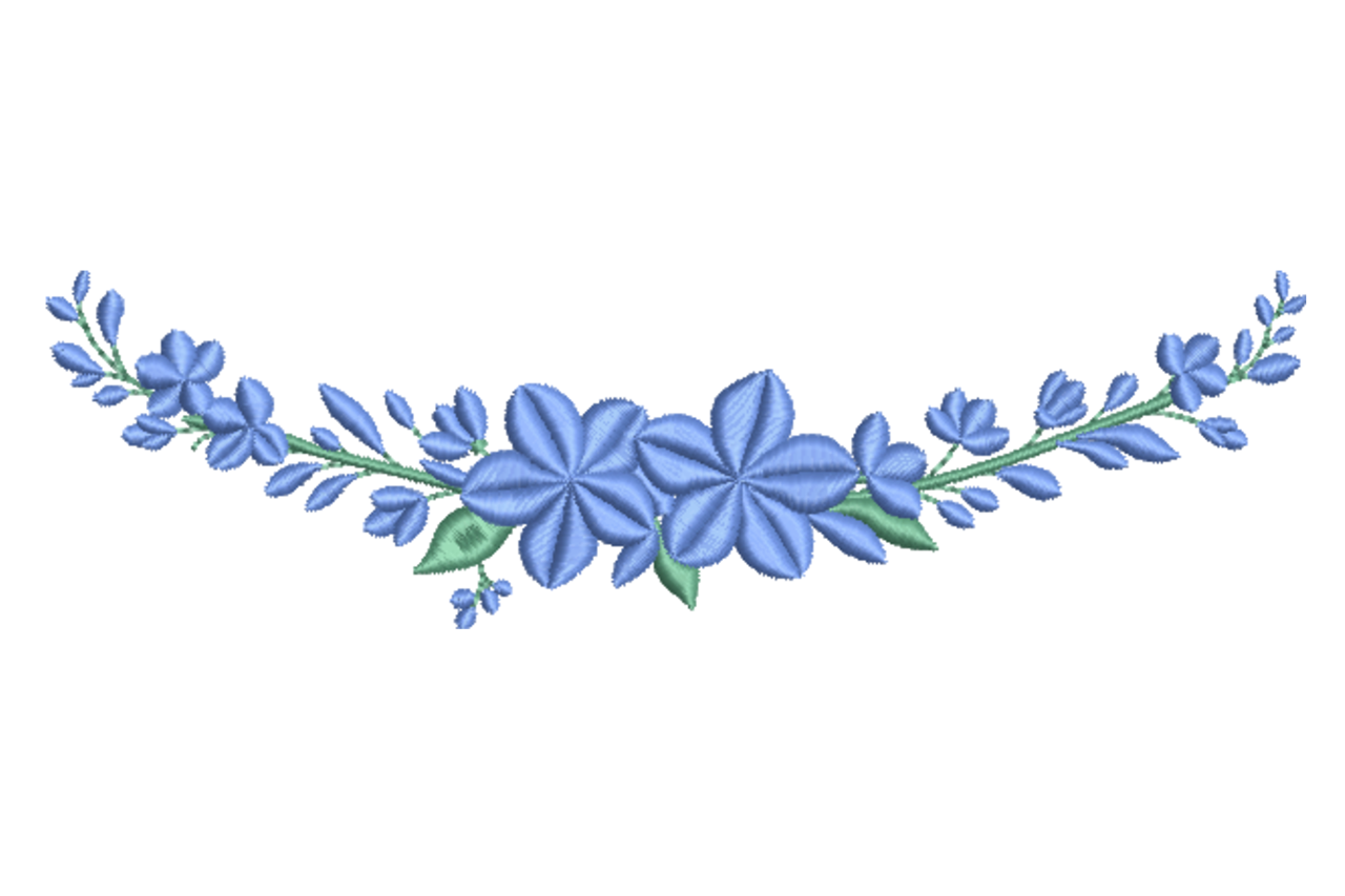 Blue Floral Garland Border
