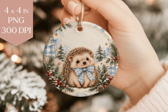 Blue Hedgehog Christmas Ornament PNG