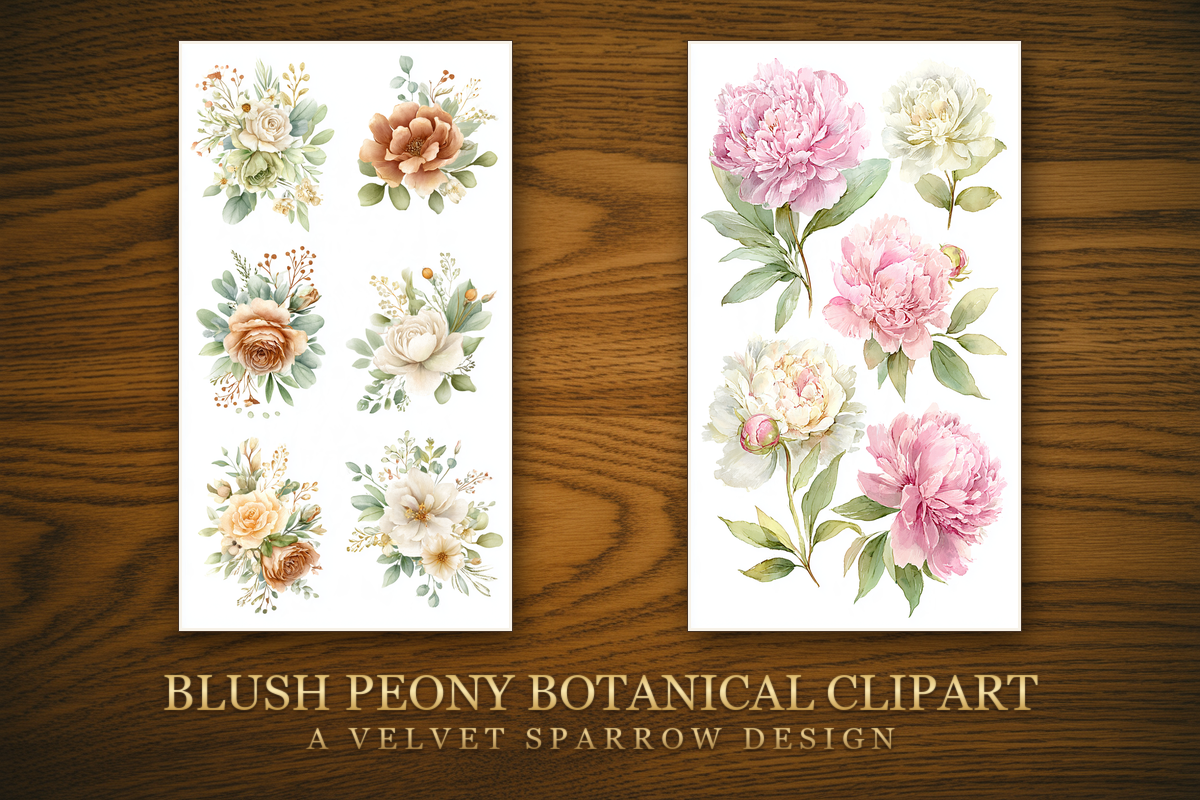 Blush Peony Botanical Clipart