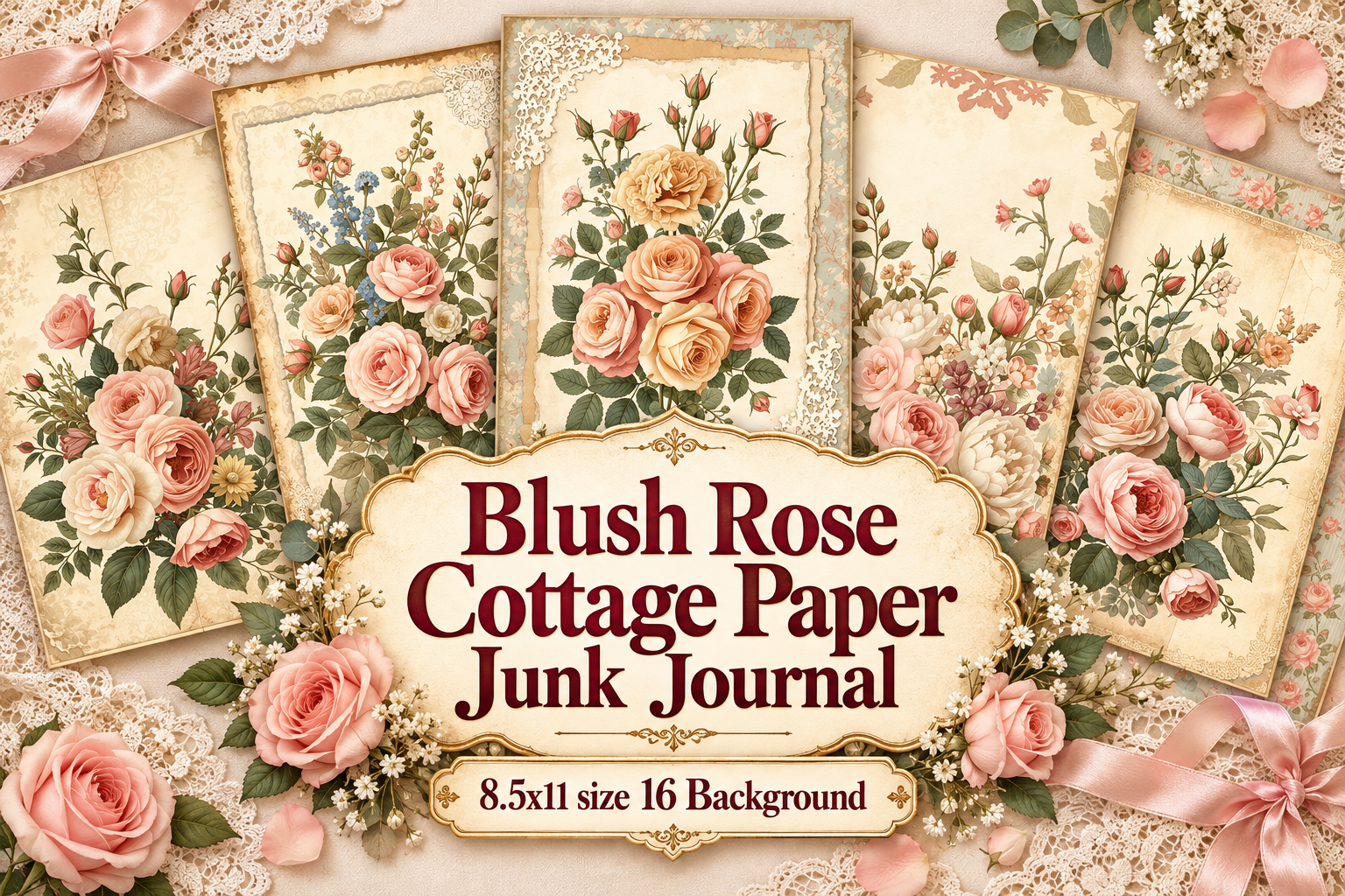 Blush Rose Cottage Junk Journal Paper