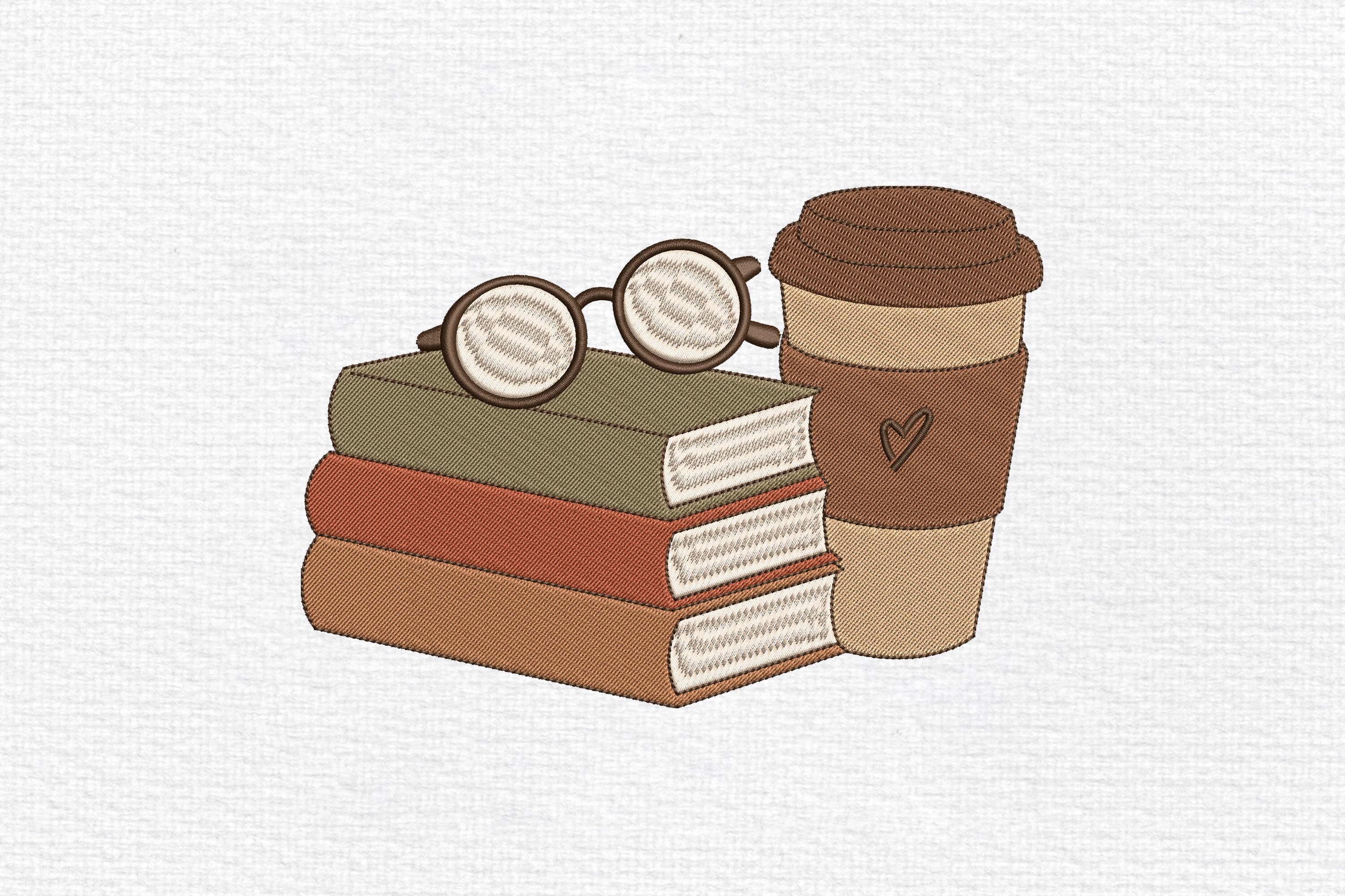 Books and Coffee Embroidery Design