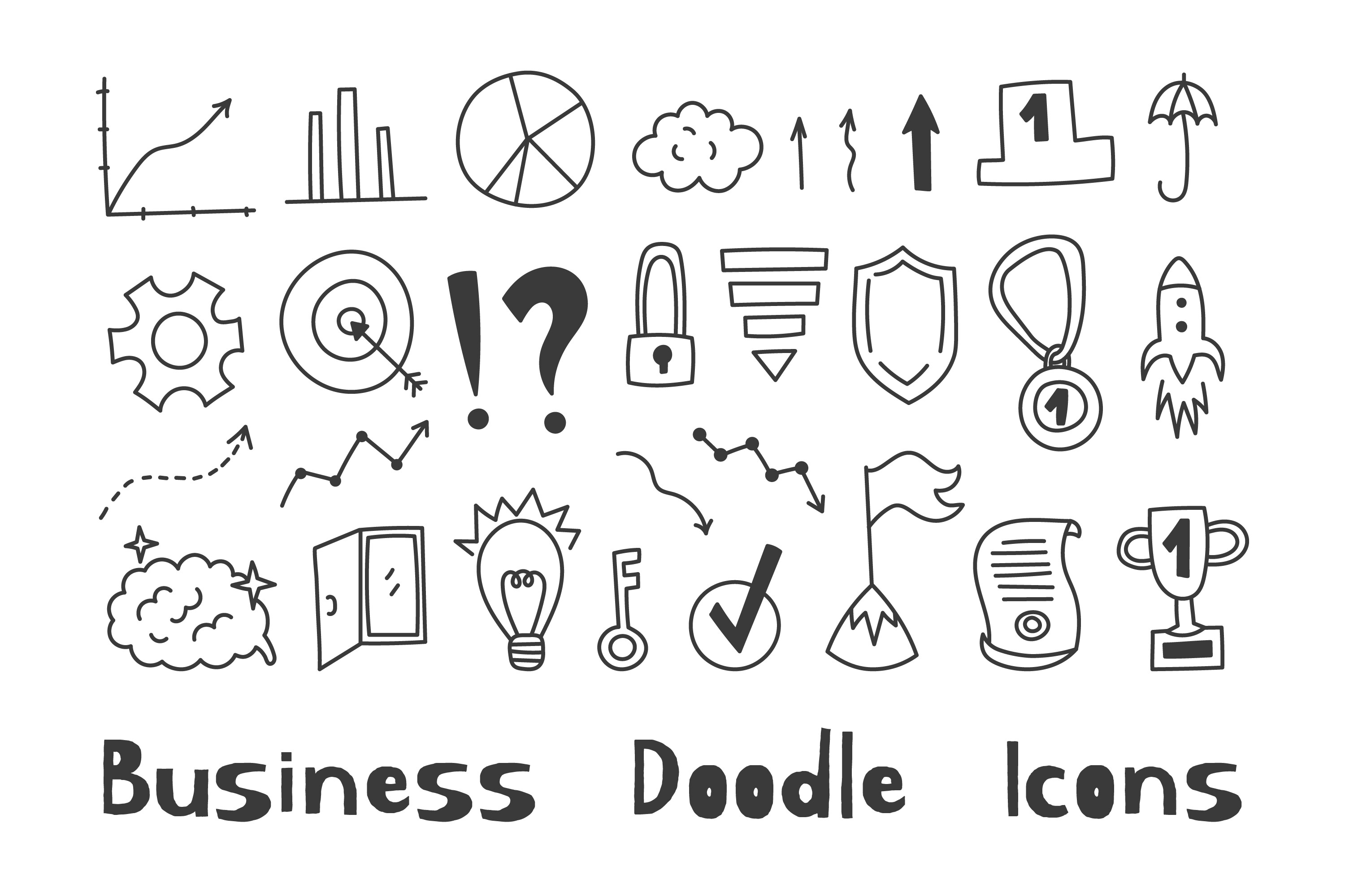 Business Doodle Icons Set PNG Clipart