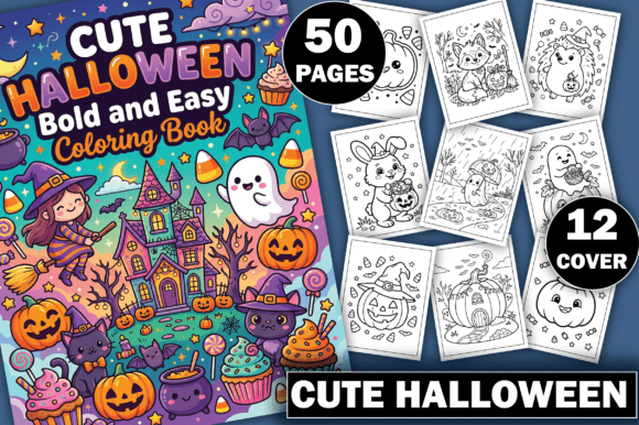 CUTE HALLOWEEN COLORING PAGES for KIDS