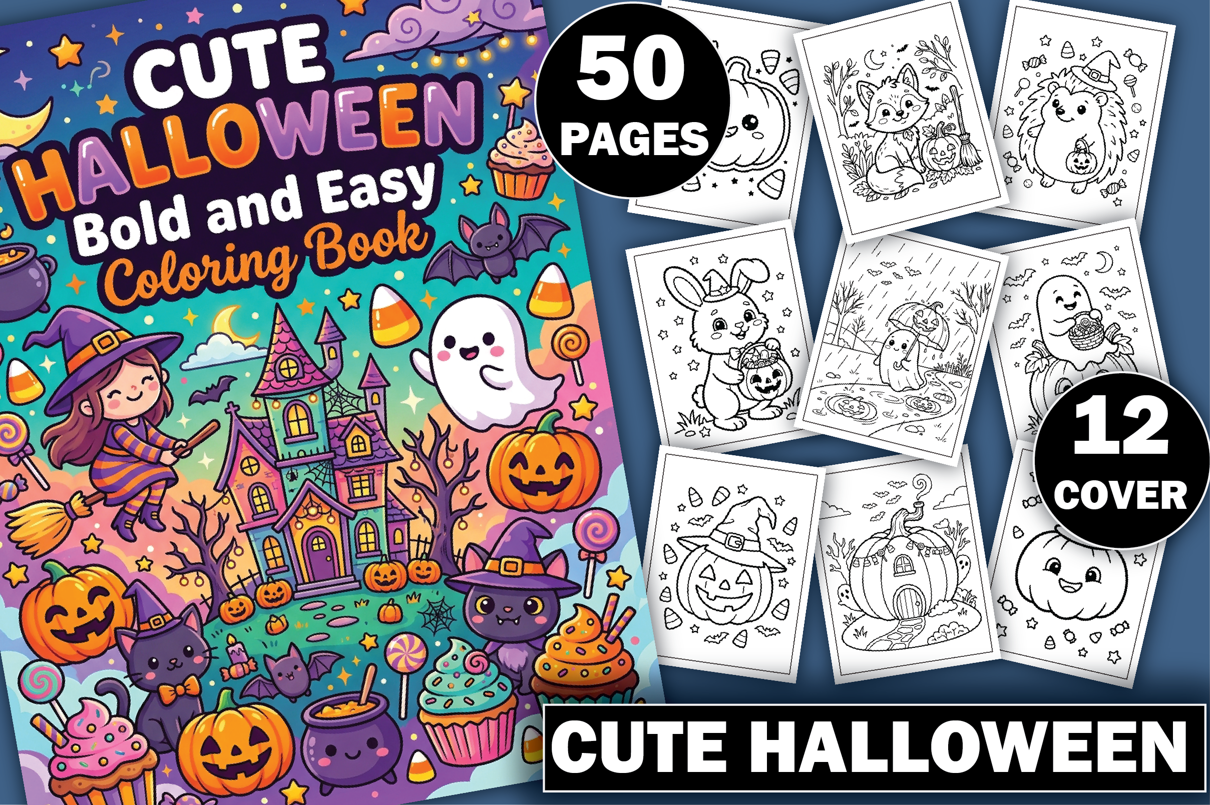 CUTE HALLOWEEN COLORING PAGES for KIDS