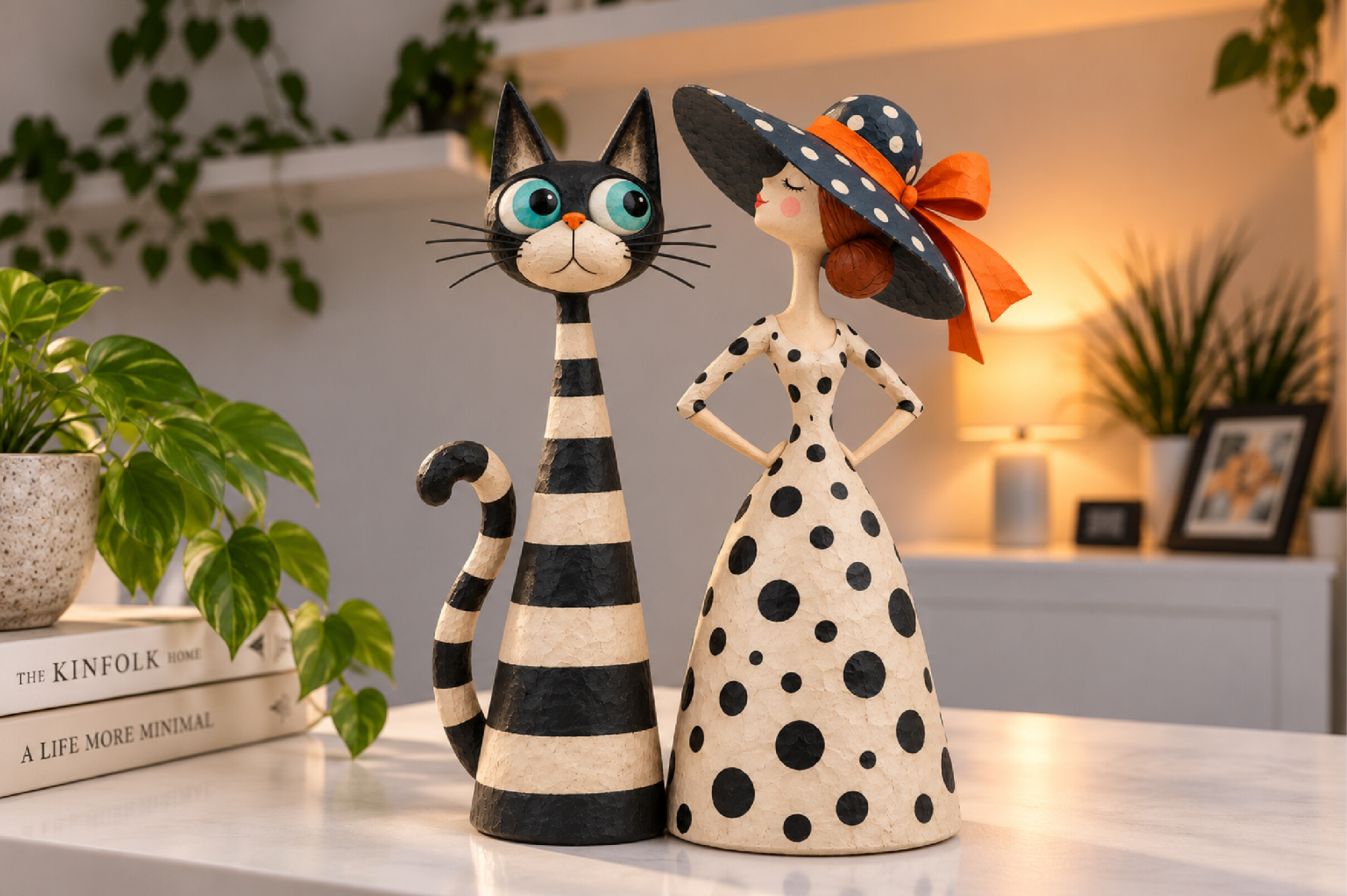 Cat & Cat Lady Figurine STL – 3D Printable Polka-Dot Decor Model - Image 4
