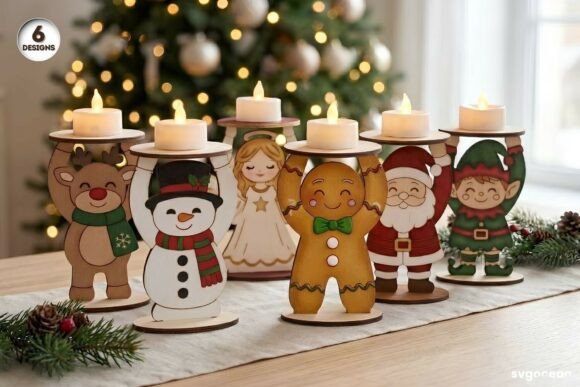 Christmas Character Candle Holders SVG