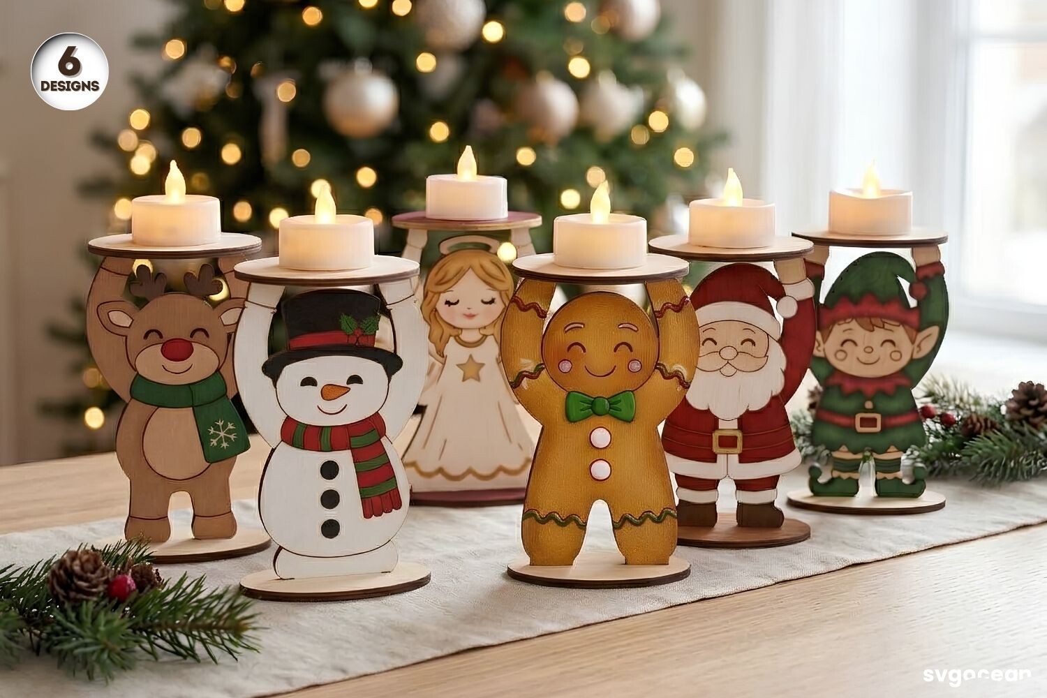Christmas Character Candle Holders SVG