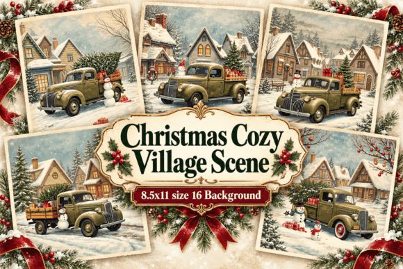 Christmas Cozy Village Scene
