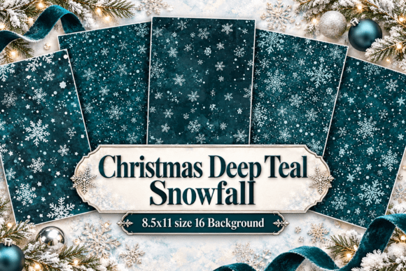 Christmas Deep Teal Snowfall