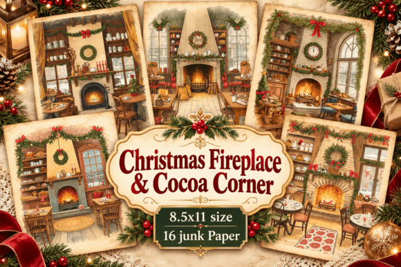 Christmas Fireplace & Cocoa Corner