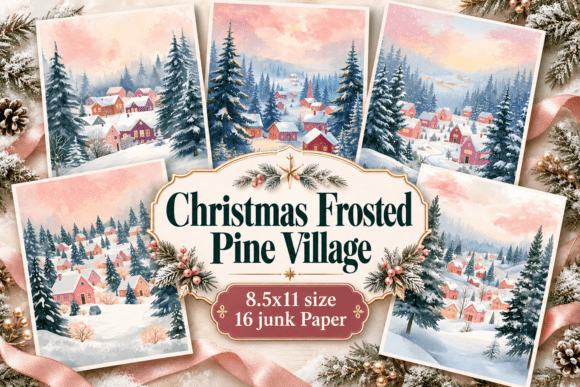 Christmas Frosted Pine Village