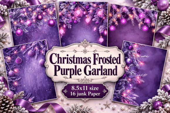 Christmas Frosted Purple Garland