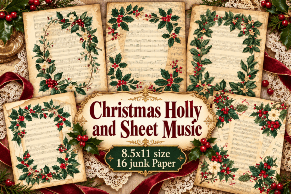 Christmas Holly and Sheet Music