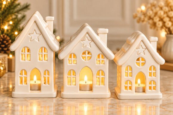 Christmas House Tealight STL Set – 3D Printable Holiday Village (3 Models) - Image 2