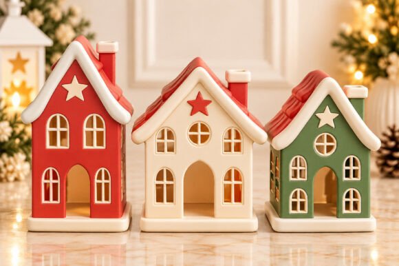 Christmas House Tealight STL Set – 3D Printable Holiday Village (3 Models) - Image 3
