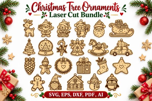 Christmas Ornament Laser Cut Bundle (Design 3) laser cut file
