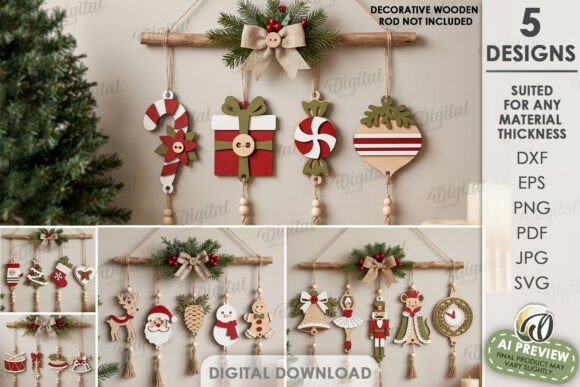 Christmas Ornaments Bundle Laser Cut (Design 2) laser cut file