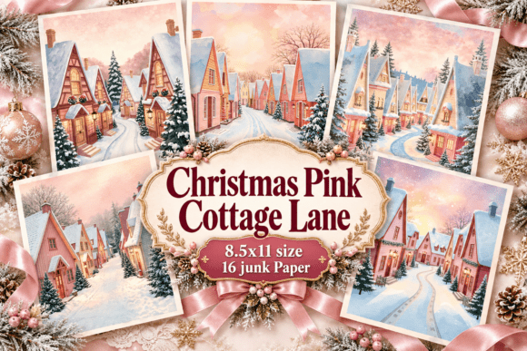 Christmas Pink Cottage Lane