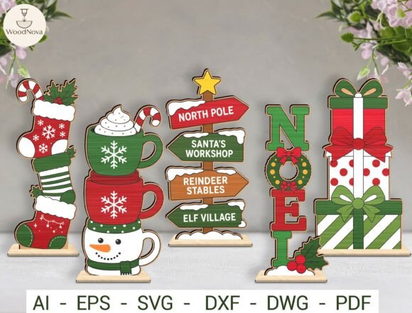 Christmas Shelf Sitter SVG Bundle (Design 2) laser cut file