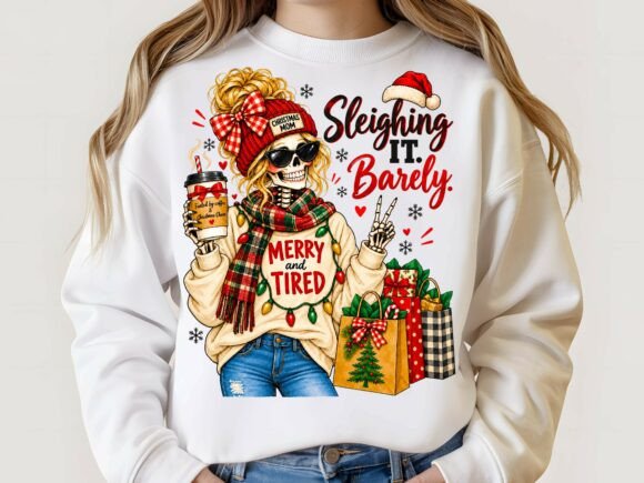 Christmas Skeleton Mom Coffee Lover PNG.