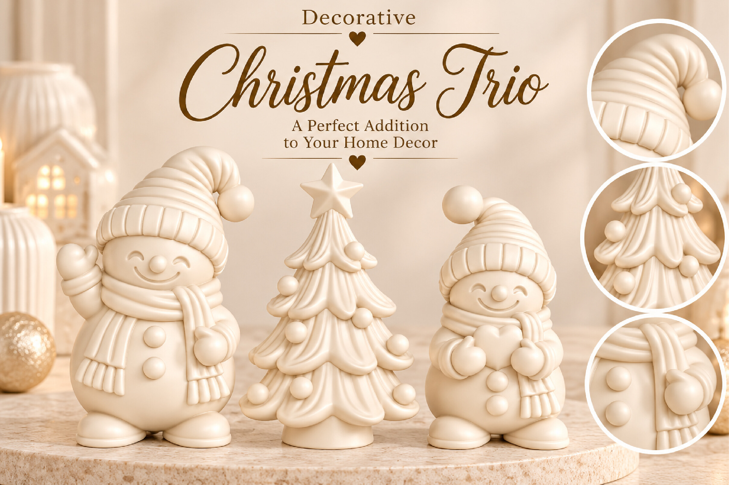 Christmas Snowman & Tree STL Set – 3D Printable Holiday Decor (3 Models) - Image 5